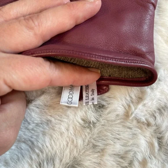 Vintage Gloves Mauve Pink Italian Leather 100% Cashmere Lining Size 6 - Picture 9 of 14